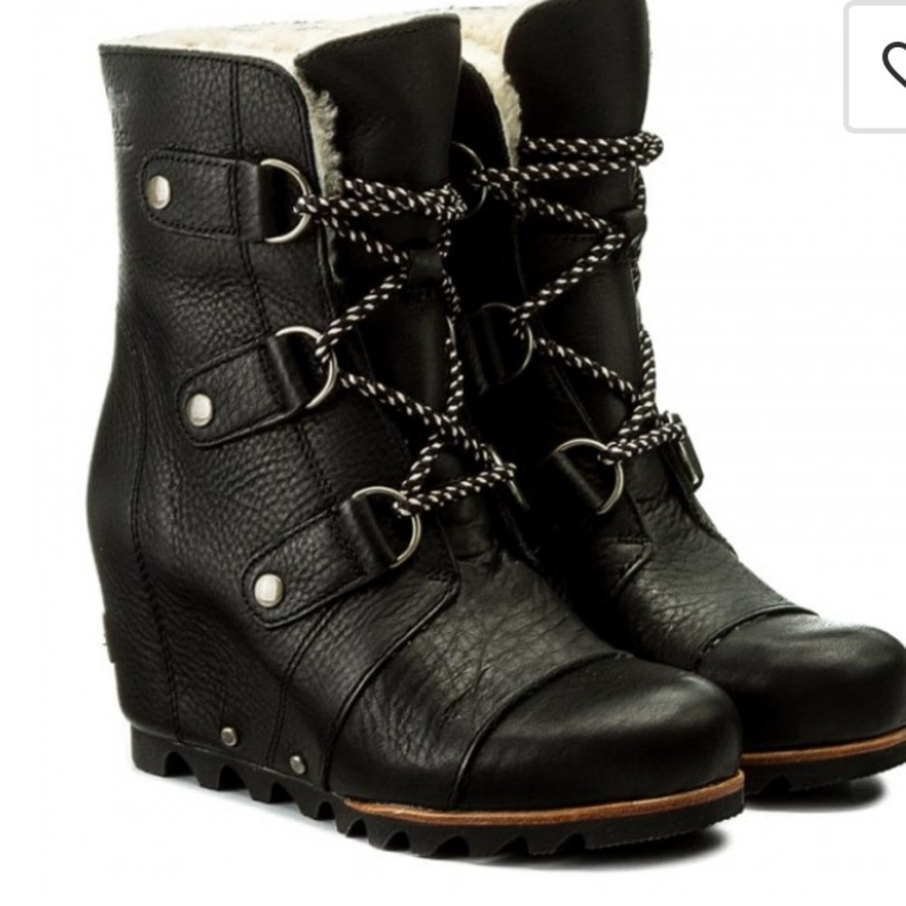 Sorel Joan Of Arctic Wedge boots Mid Shearling NL2703 Black/Ancient Fossil 8